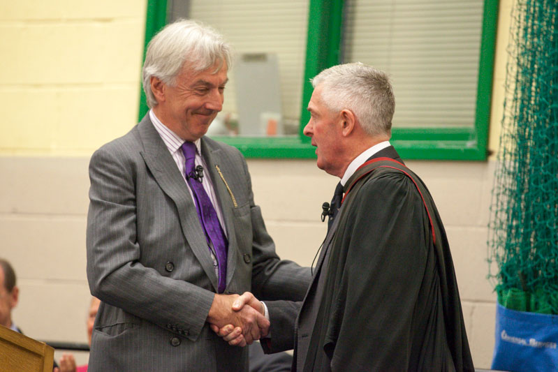 The headmaster is thanked by chairman of governors Anthony Townsend