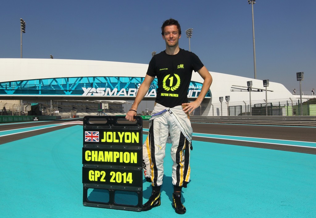 GP2 Series champion Jolyon Palmer poses at the Abu Dhabi Grand Prix, November 23, 2014 
