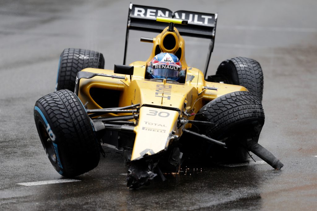 Palmer crashes out of the Monaco Grand Prix