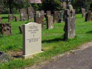 The restored headstone of David Loveday, Wardington Church, Oxfordshire